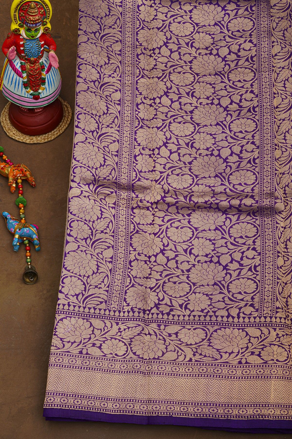 Fancy Matka Silk Mehendi Green Saree With Floral Buttis Body