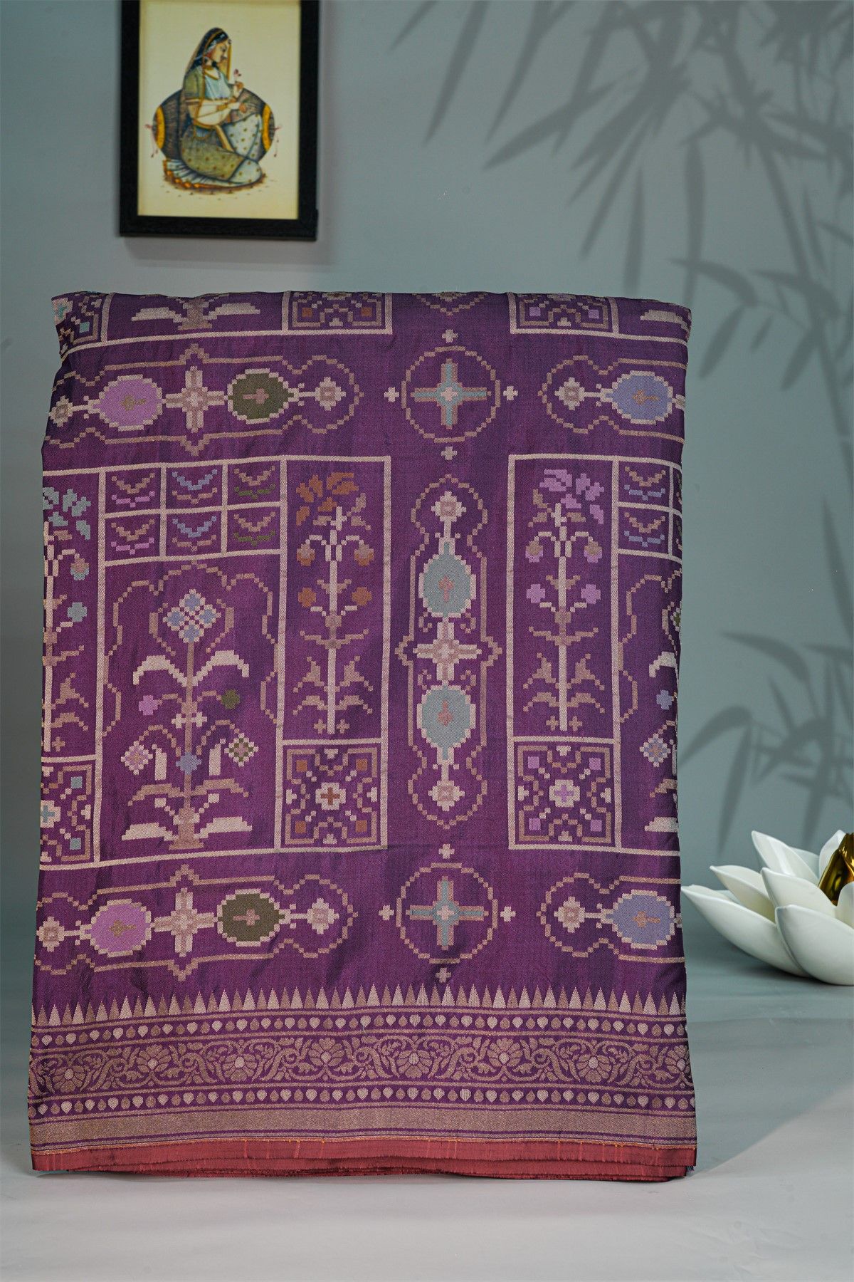 Banarasi Silk Royal Purple Saree With Jamdani Weaving Body