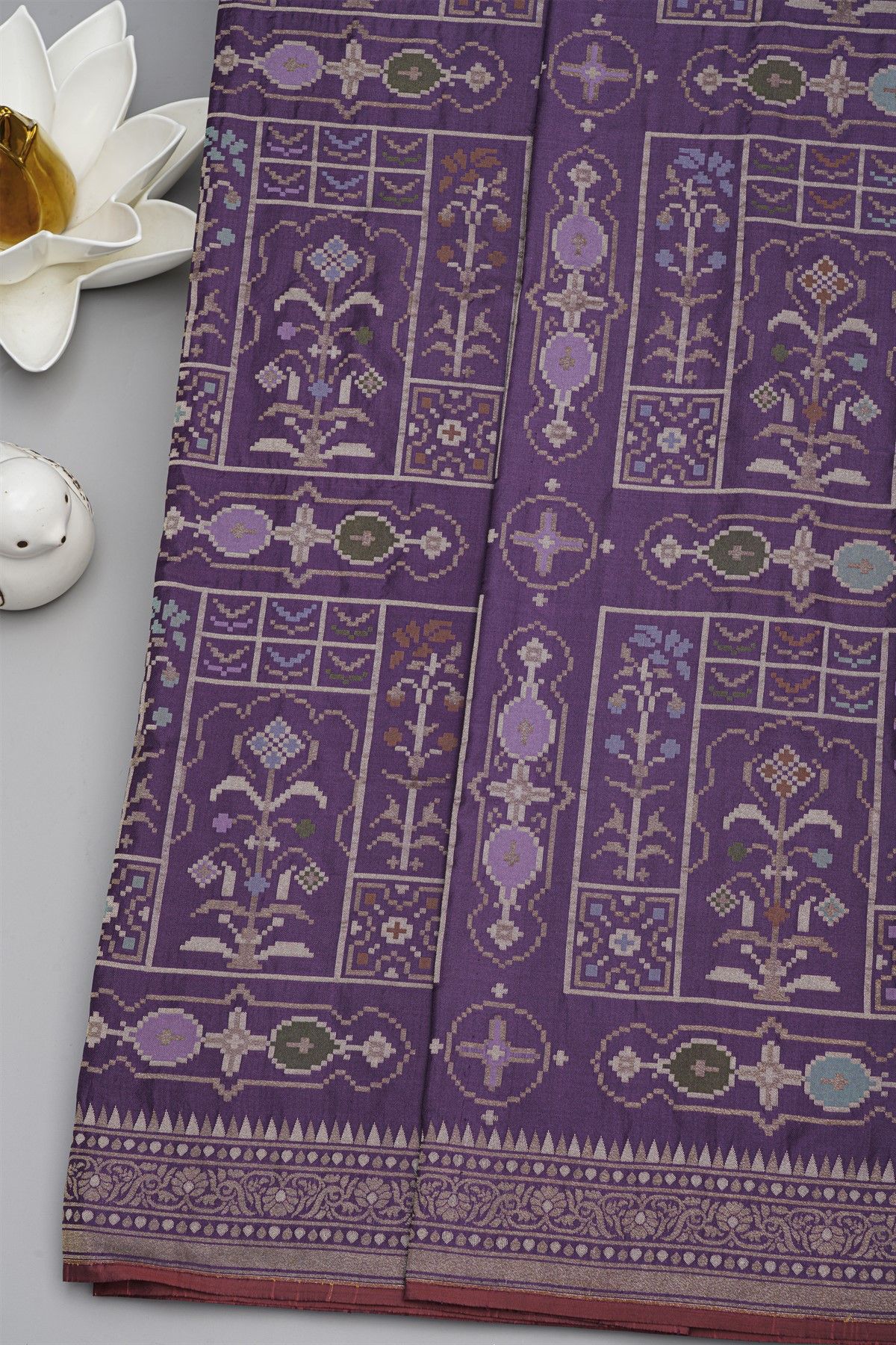Banarasi Silk Royal Purple Saree With Jamdani Weaving Body