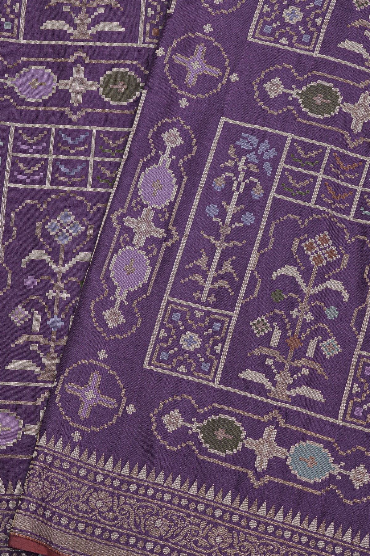 Banarasi Silk Royal Purple Saree With Jamdani Weaving Body