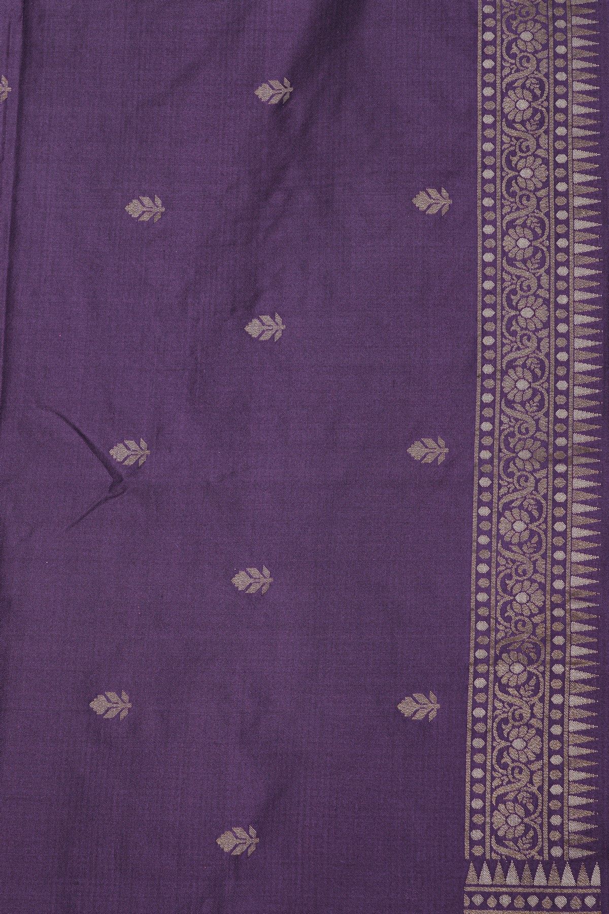Banarasi Silk Royal Purple Saree With Jamdani Weaving Body