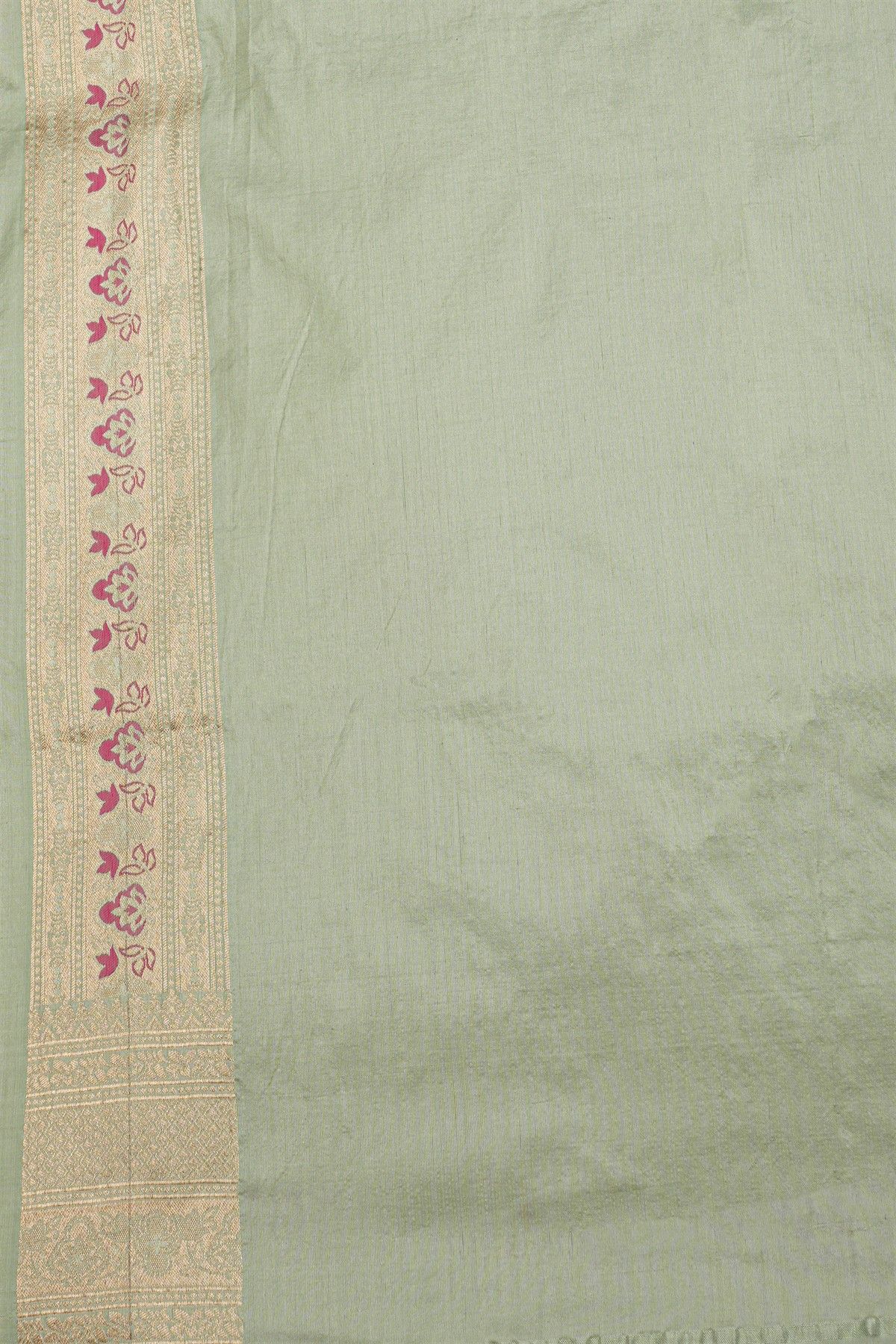 Banarasi Silk Grey Saree With Florals And Diamonds In Lines Border