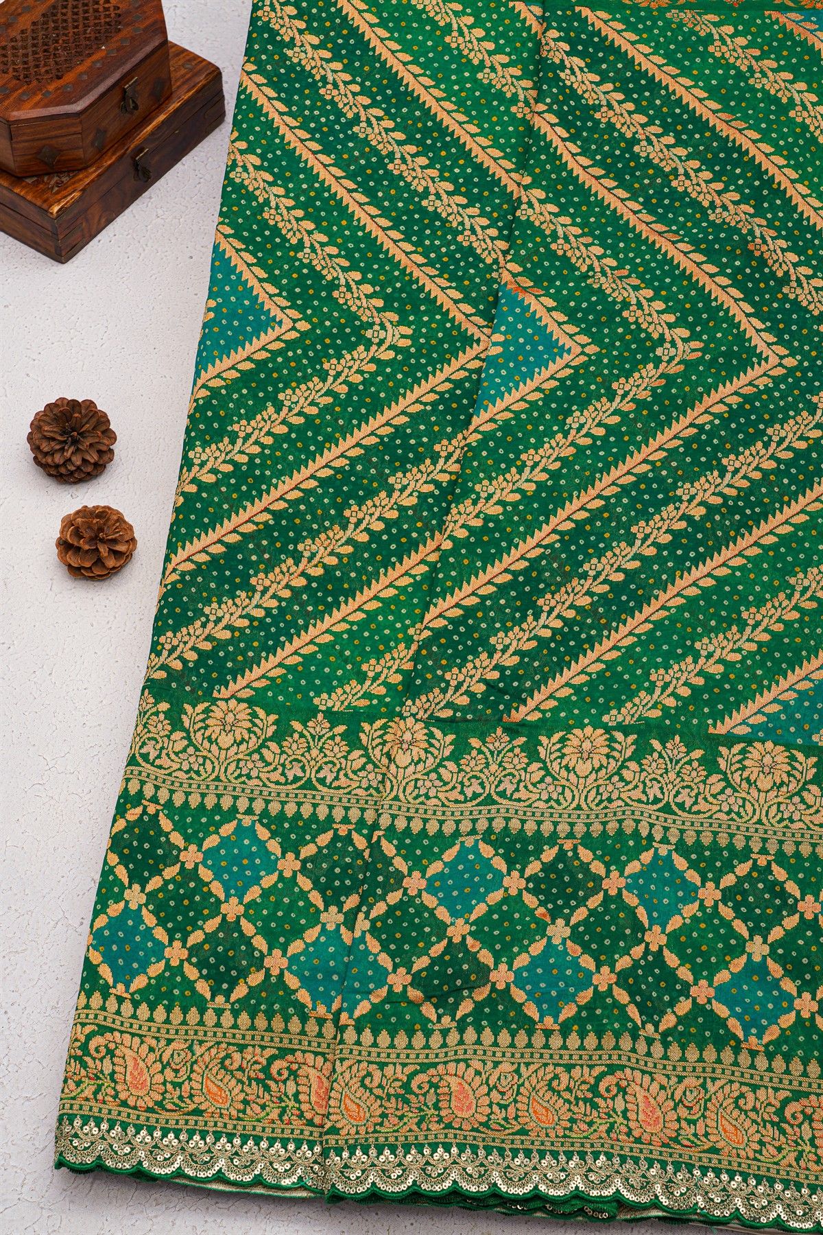Designer Georgette Multi-Colour Saree With Florals And Paisleys In Zari Border