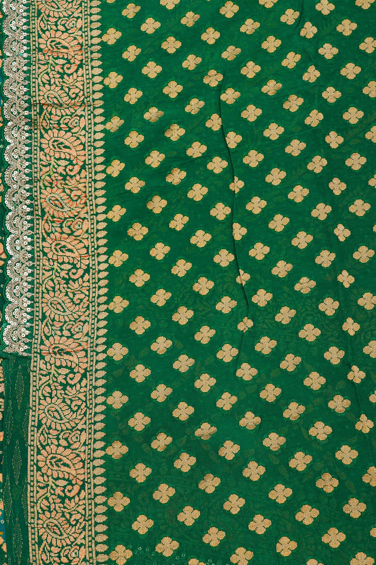 Designer Georgette Multi-Colour Saree With Florals And Paisleys In Zari Border