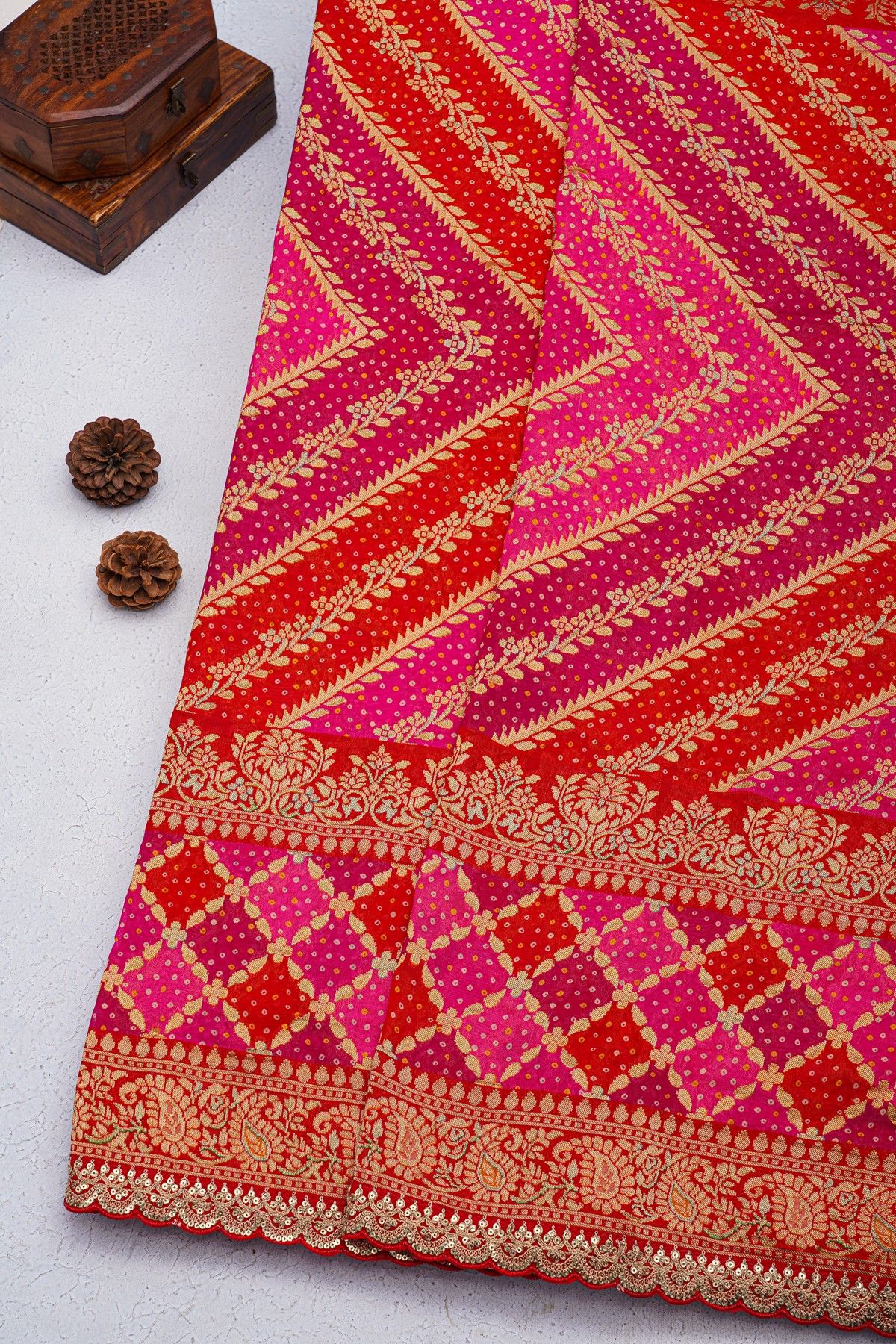 Designer Georgette Multi-Colour Saree With Florals And Leaves With Kardhana And Sequins Work