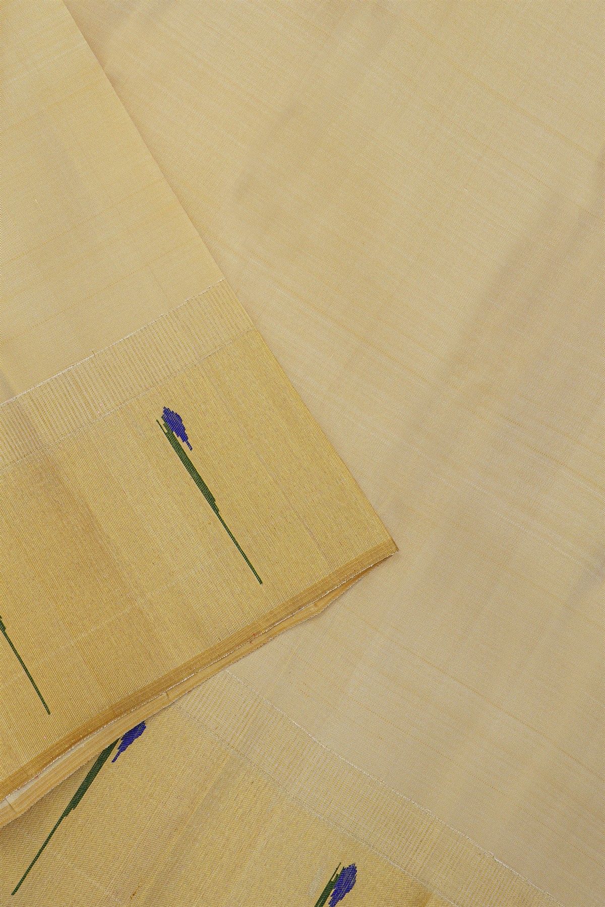 Kancheepuram Silk Cream Dhoti With Muniya Buttis Border