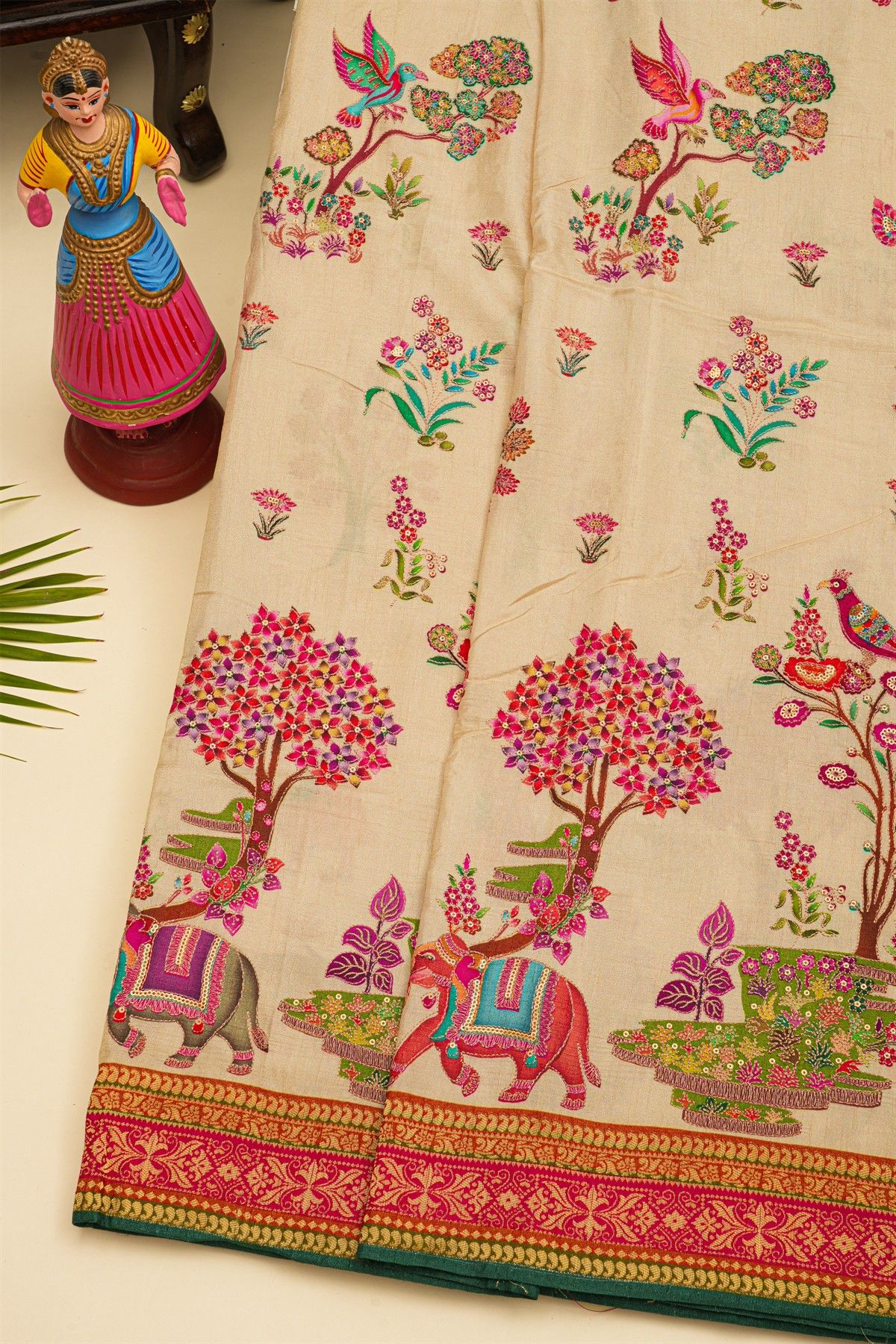 Banarasi Silk Cream Saree