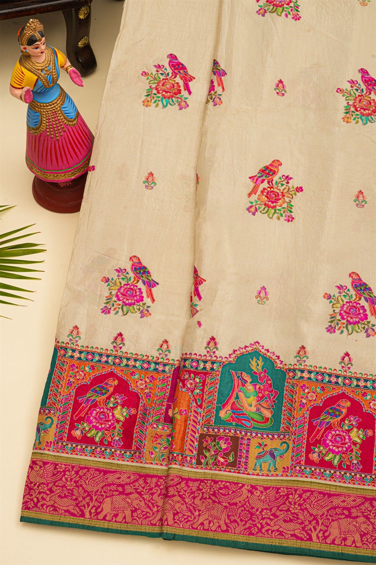 Banarasi Crepe Cream Saree