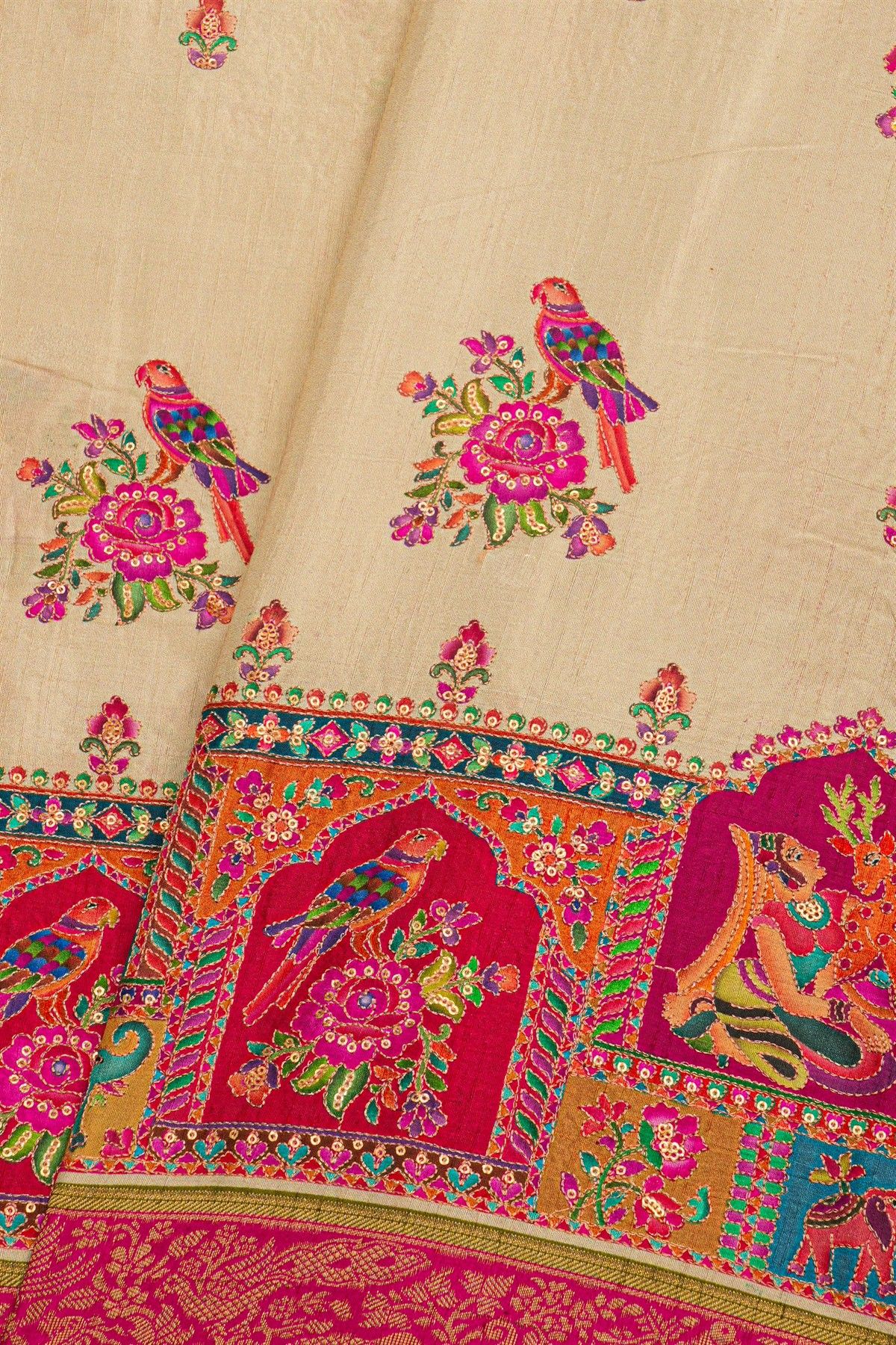 Banarasi Crepe Cream Saree