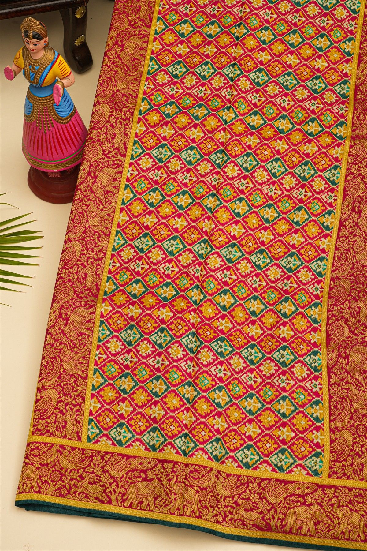 Banarasi Crepe Mehendi Green Saree