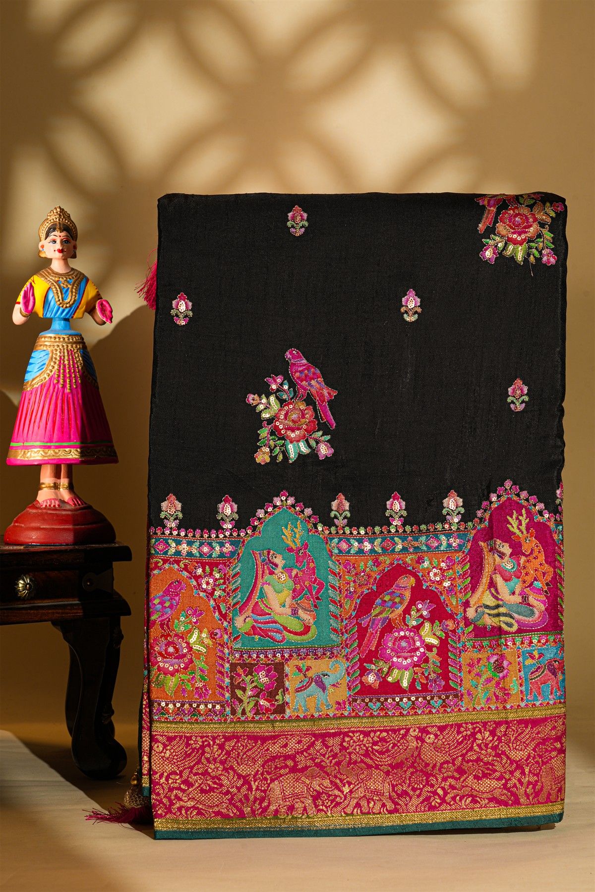 Banarasi Crepe Black Saree