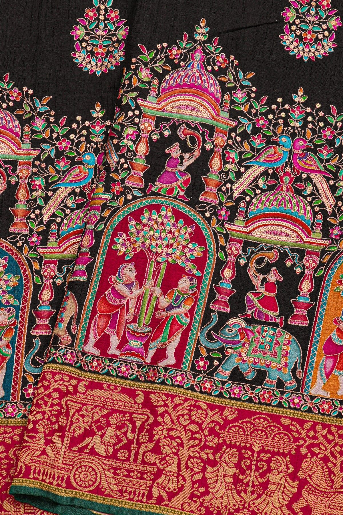 Banarasi Crepe Black Saree