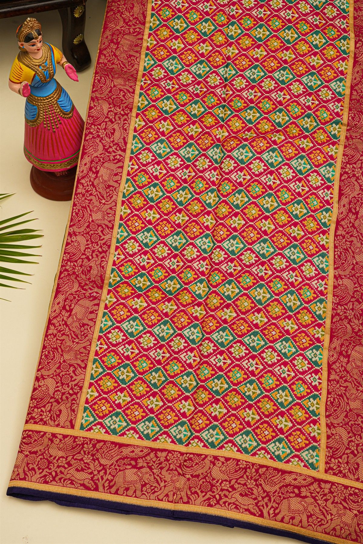 Banarasi Crepe Mehendi Green Saree
