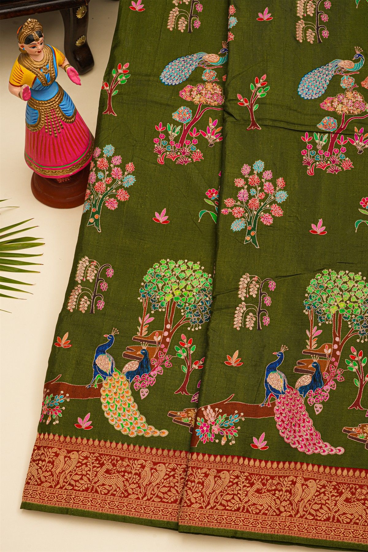 Banarasi Silk Mehendi Green Saree