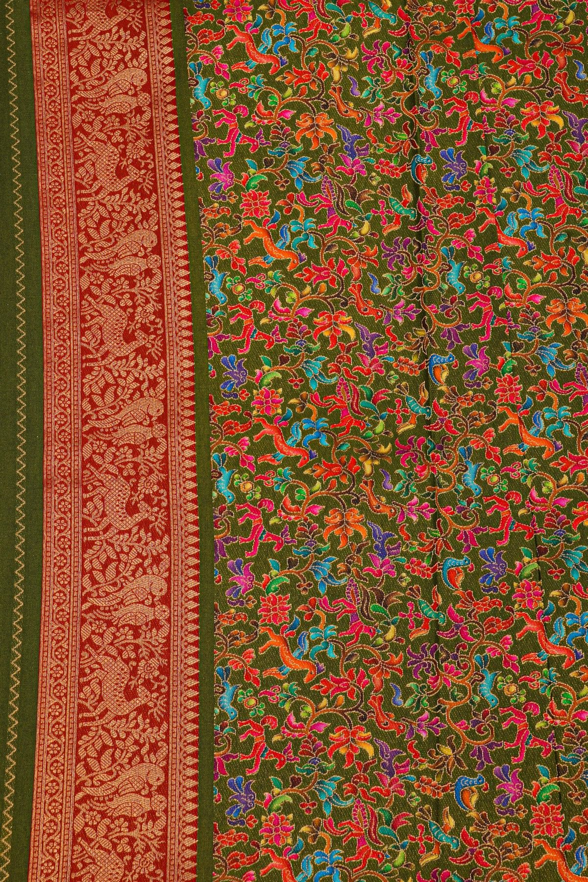 Banarasi Silk Mehendi Green Saree