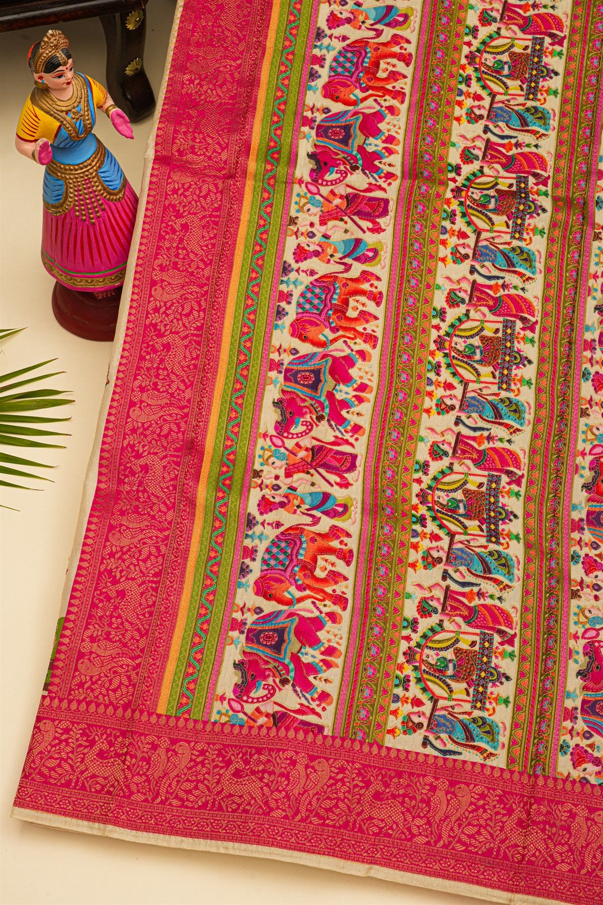 Banarasi Crepe Cream Saree