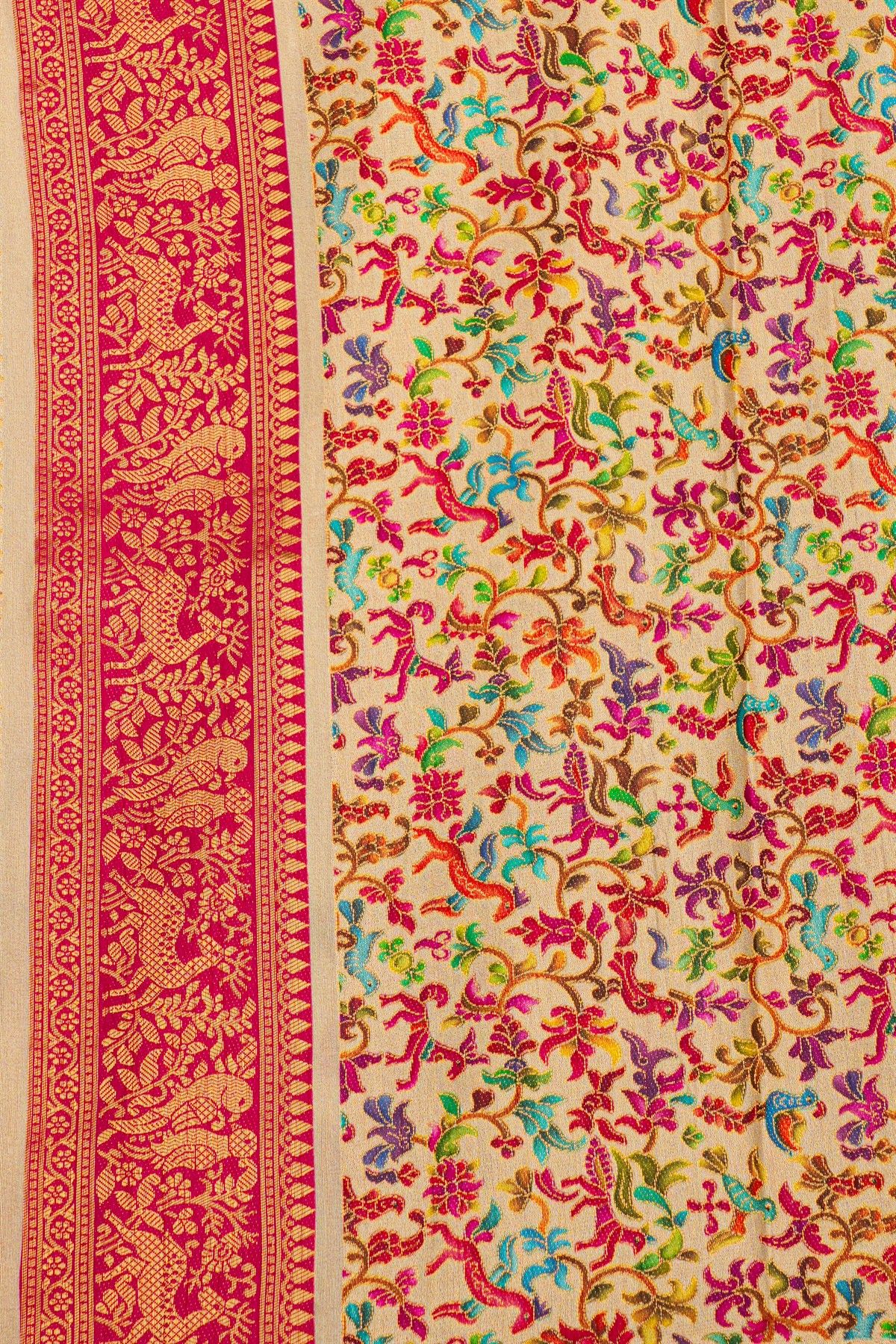 Banarasi Crepe Cream Saree