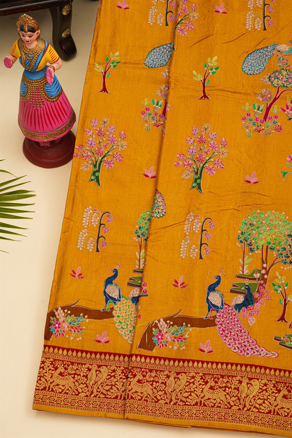 Banarasi Crepe Mustard Saree