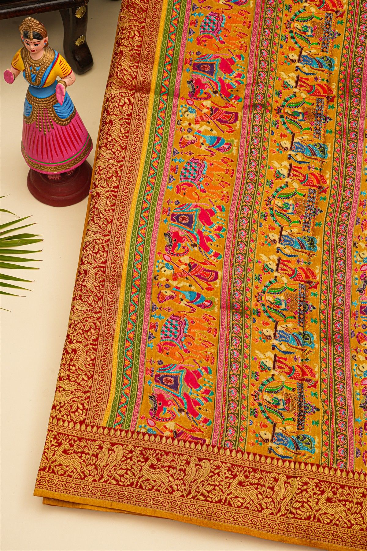 Banarasi Crepe Mustard Saree