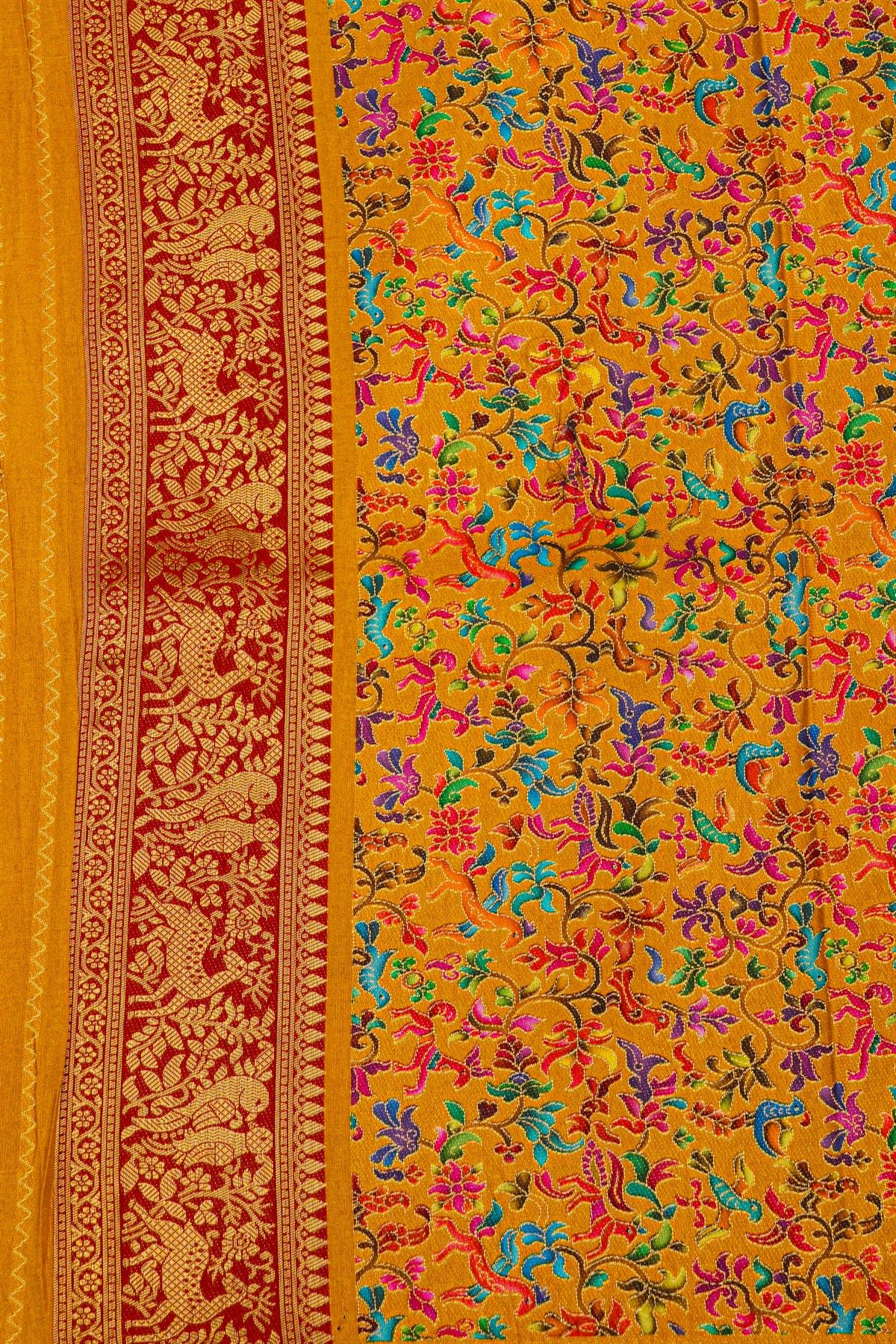 Banarasi Crepe Mustard Saree