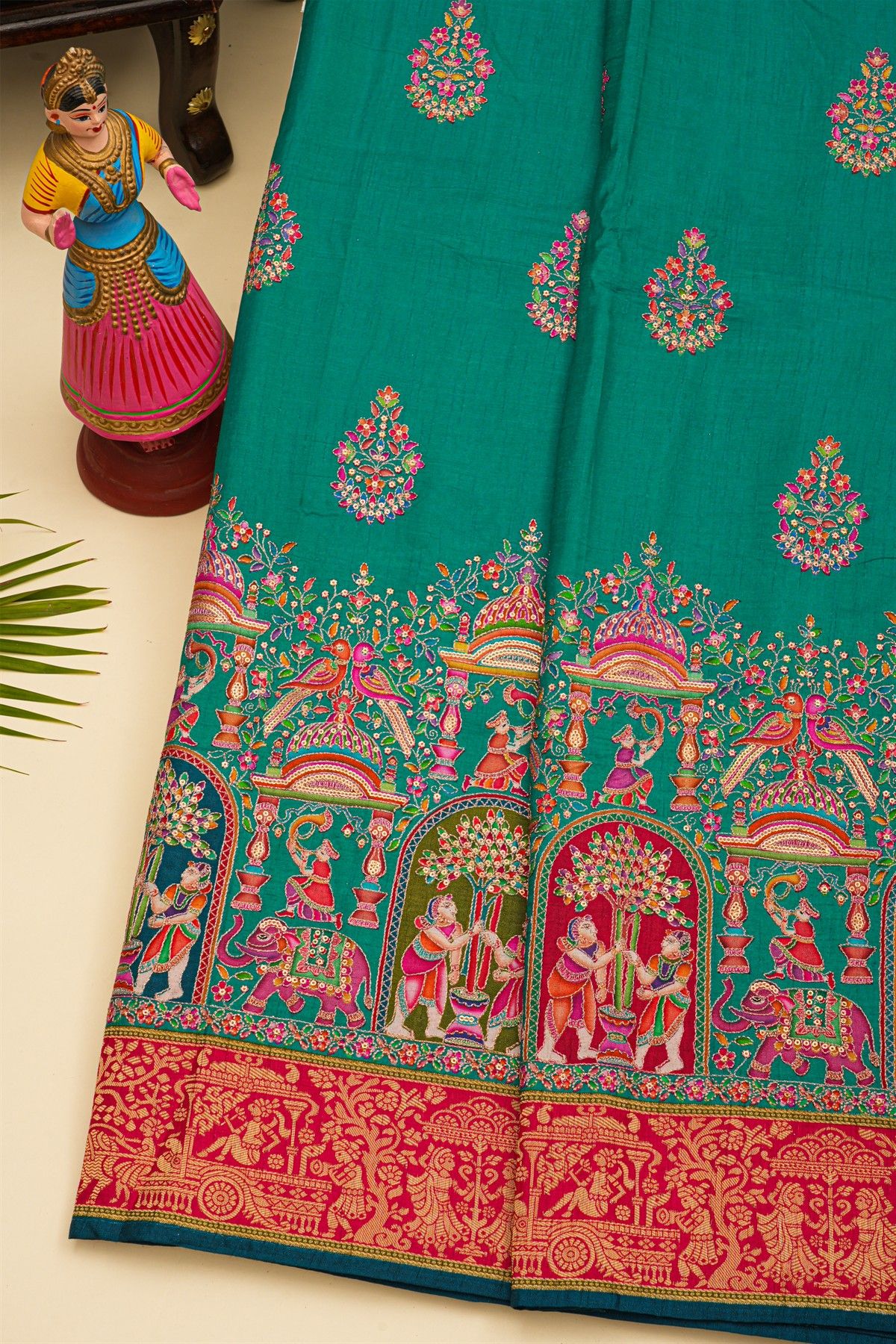 Banarasi Crepe Sea Green Saree