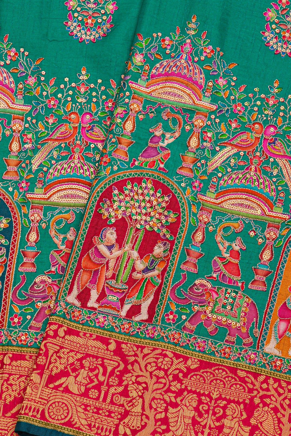 Banarasi Crepe Sea Green Saree
