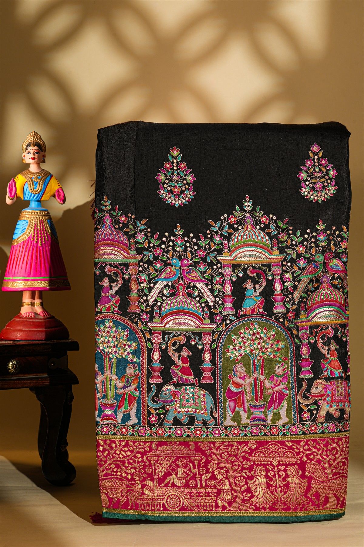 Banarasi Crepe Black Saree