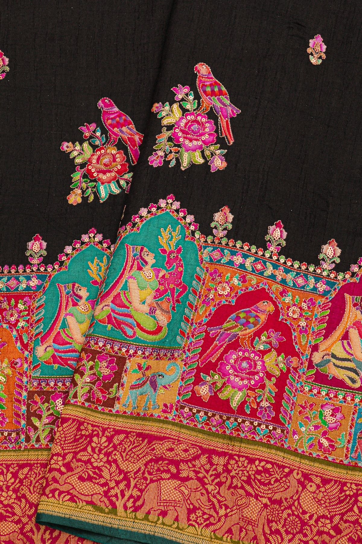 Banarasi Crepe Black Saree