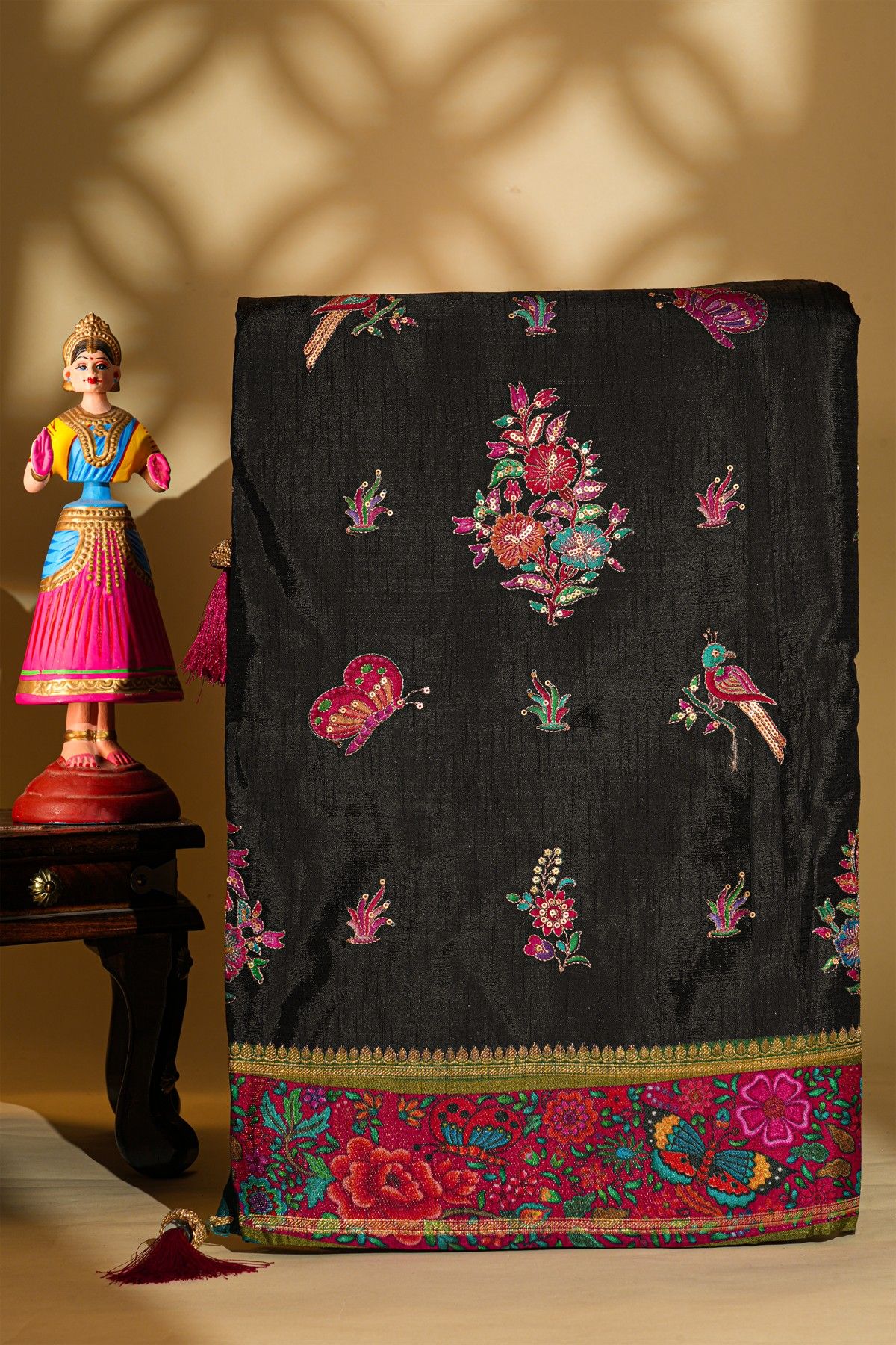 Banarasi Crepe Black Saree