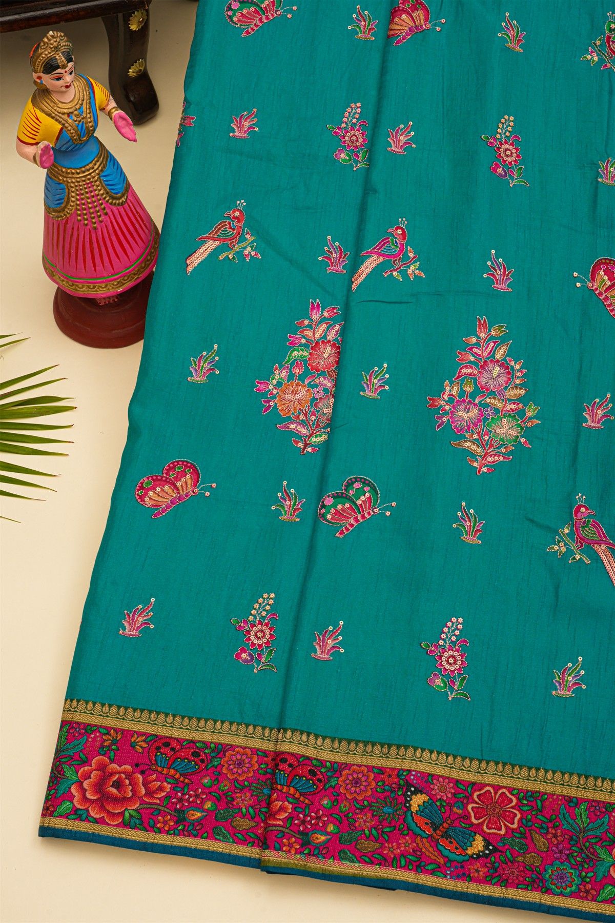 Banarasi Crepe Sea Blue Saree