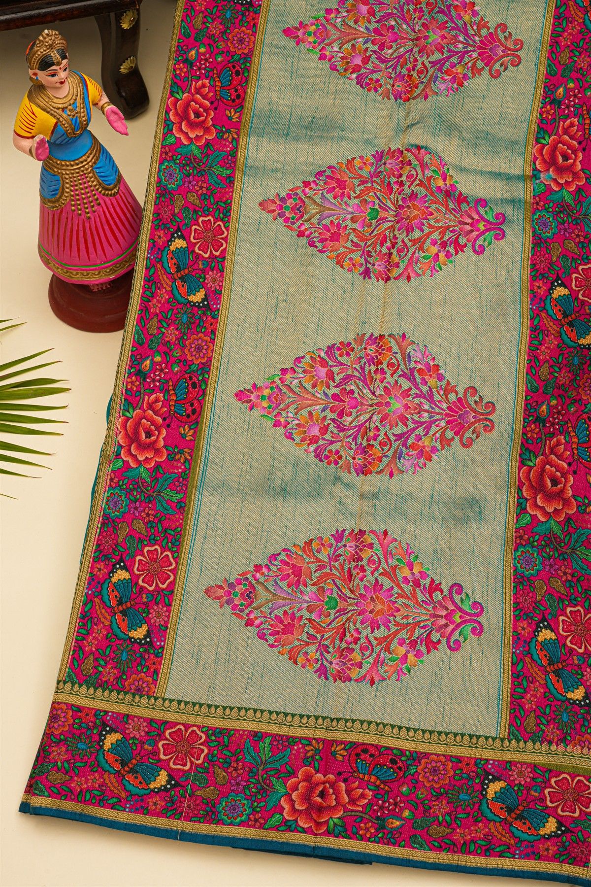 Banarasi Crepe Sea Blue Saree