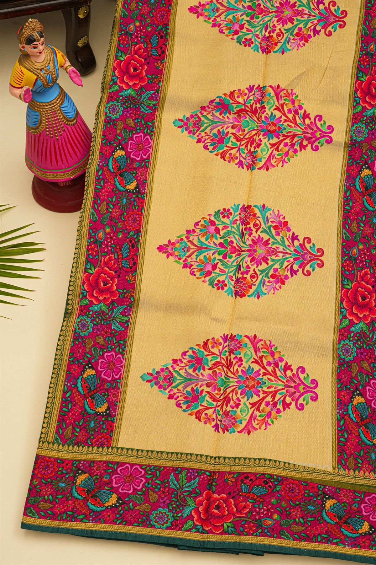 Banarasi Crepe Cream Saree