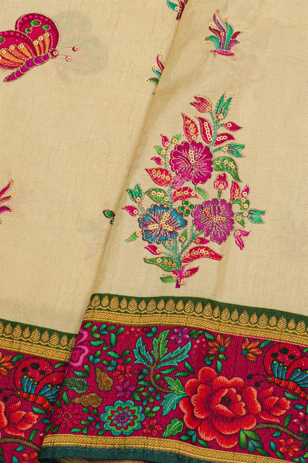 Banarasi Crepe Cream Saree