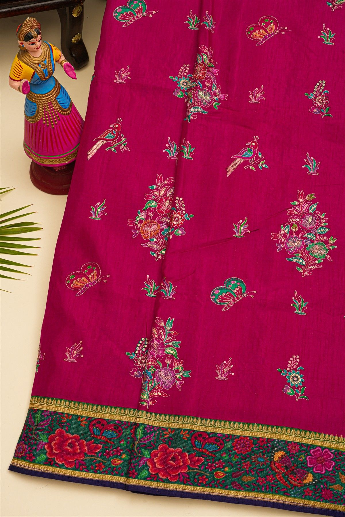 Banarasi Crepe Magenta Saree