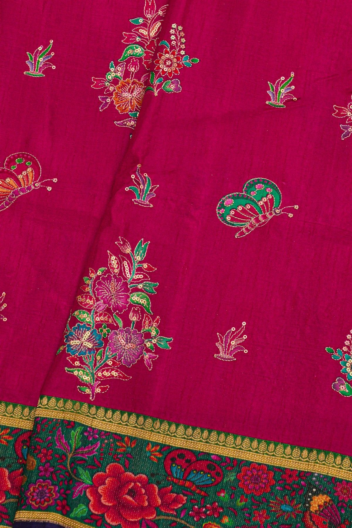 Banarasi Crepe Magenta Saree