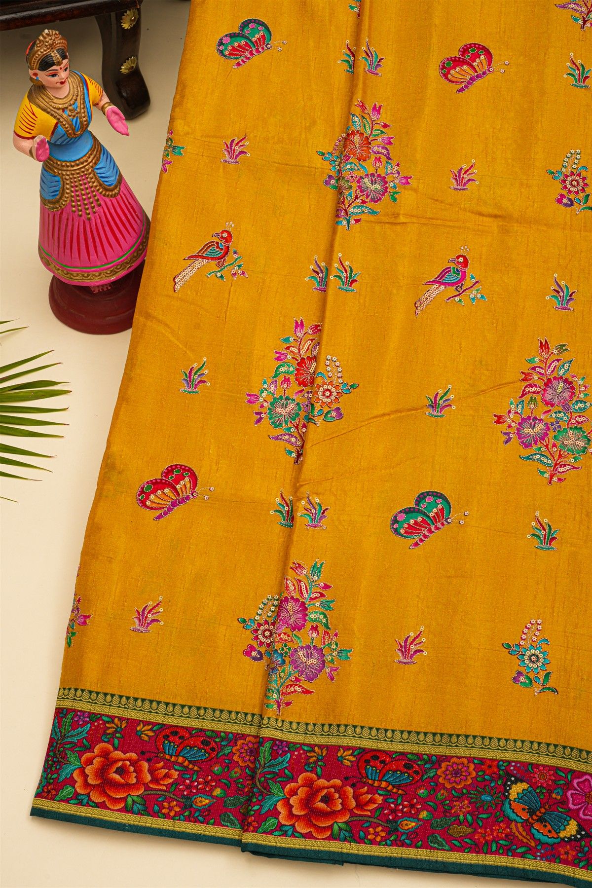 Banarasi Crepe Mustard Saree