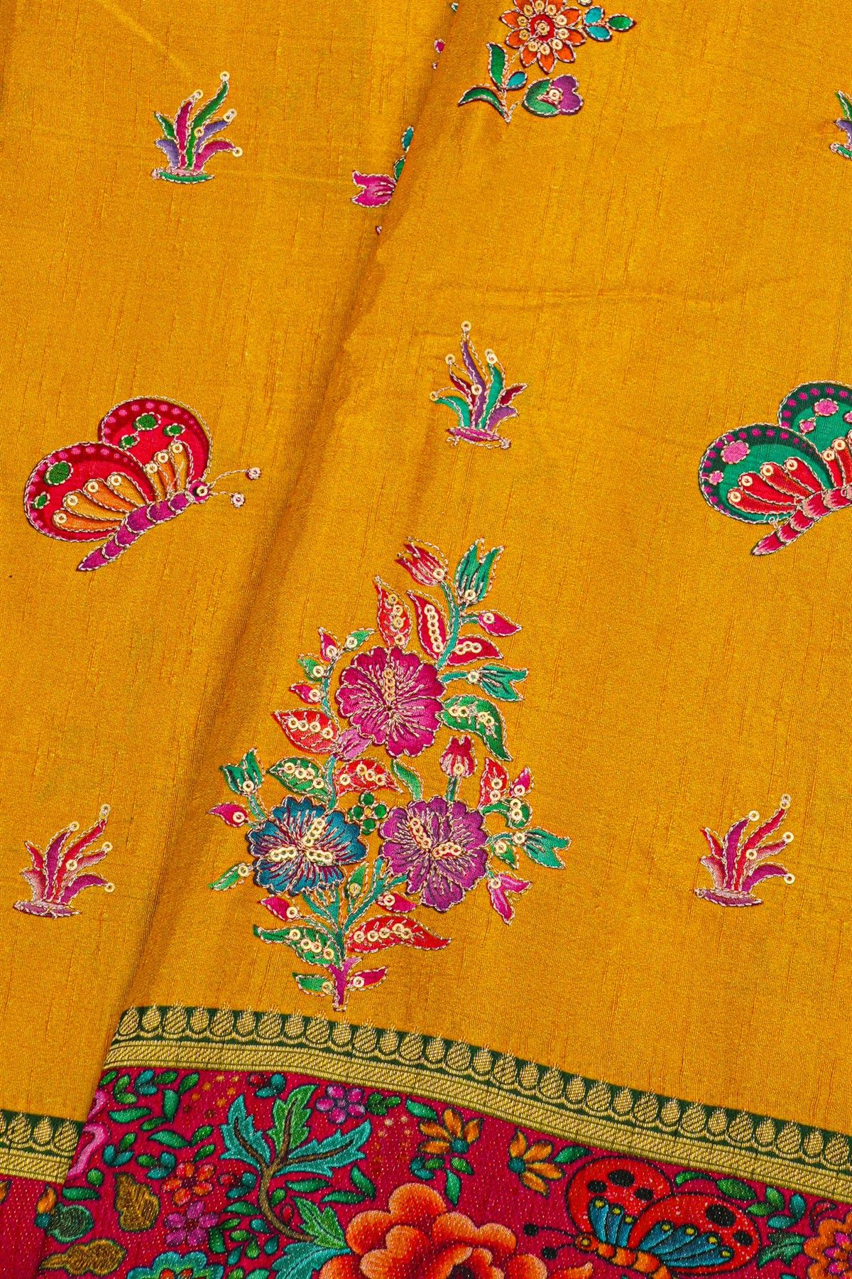 Banarasi Crepe Mustard Saree