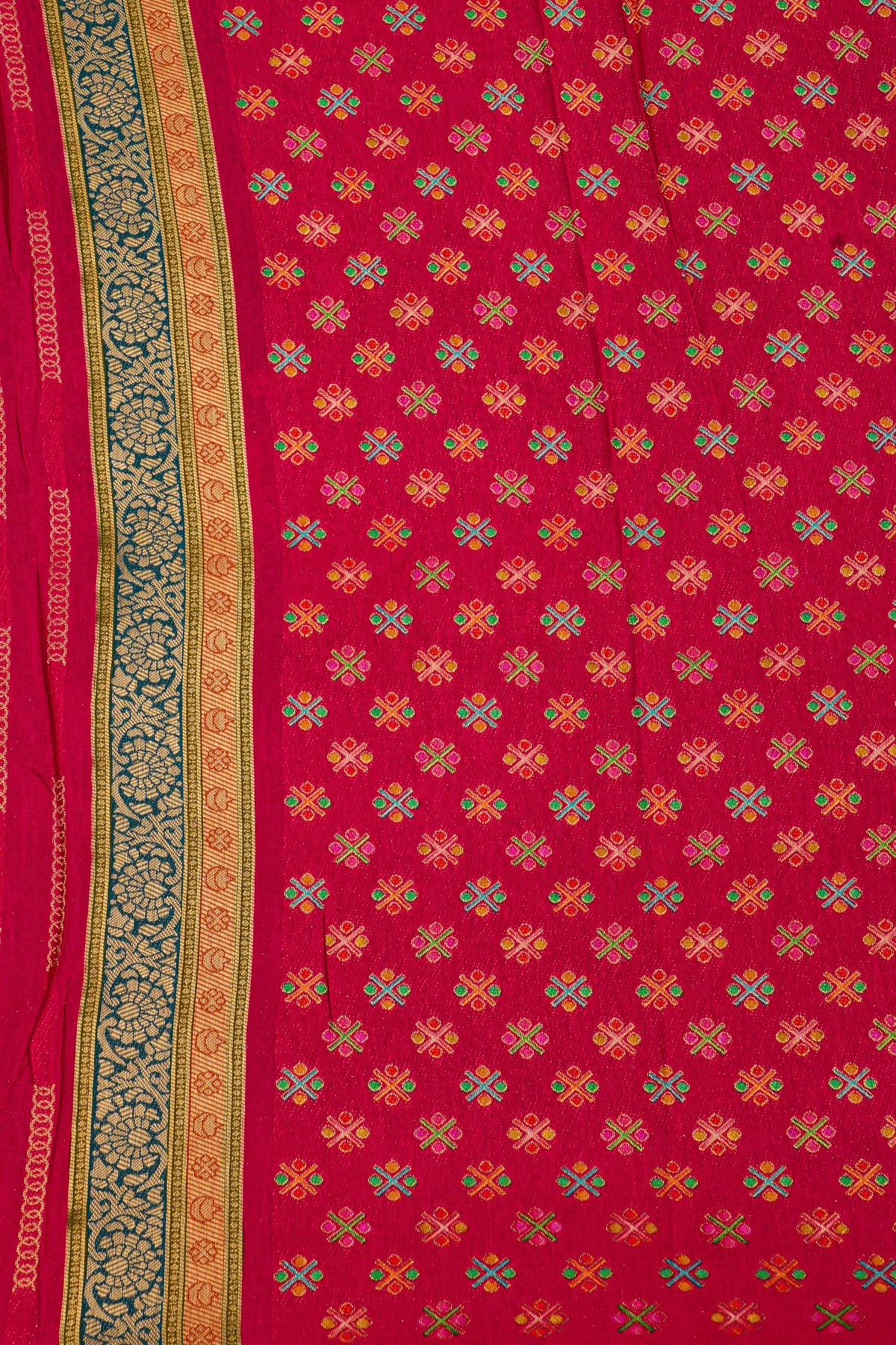Banarasi Crepe Teal Blue Saree