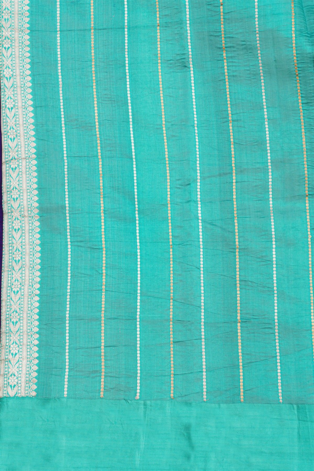 Fancy Matka Silk Royal Blue Saree With Florals And Buttis Body And Self Florals And Leaves Jaal Border