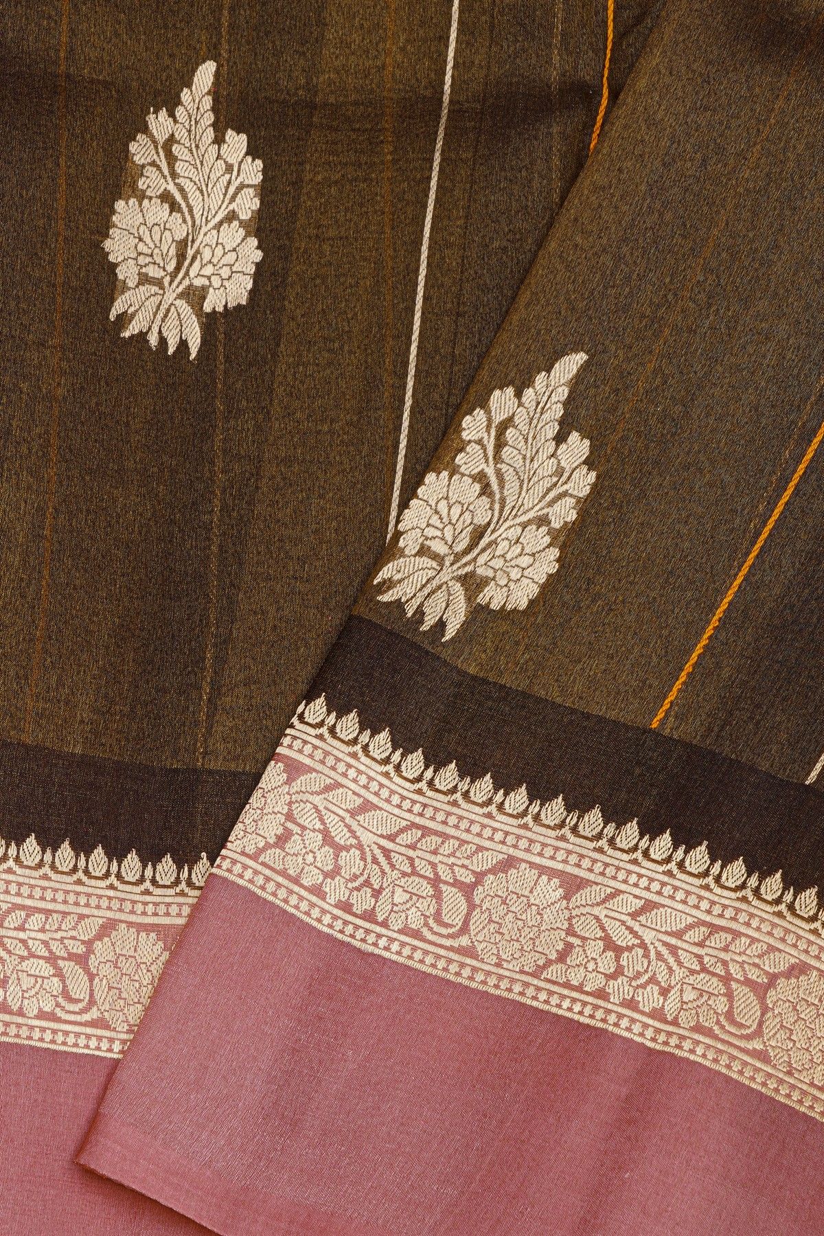 Fancy Matka Silk Dual Colour Saree With Zari Lines And Florals Body