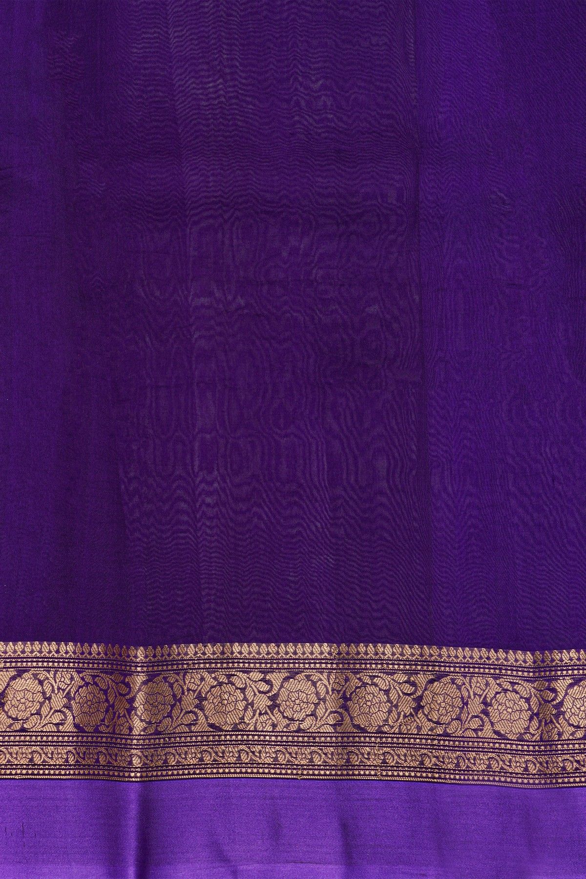 Fancy Organza Violet Saree With Florals And Buttis Body And Contrast Florals And Leaves Jaal Border
