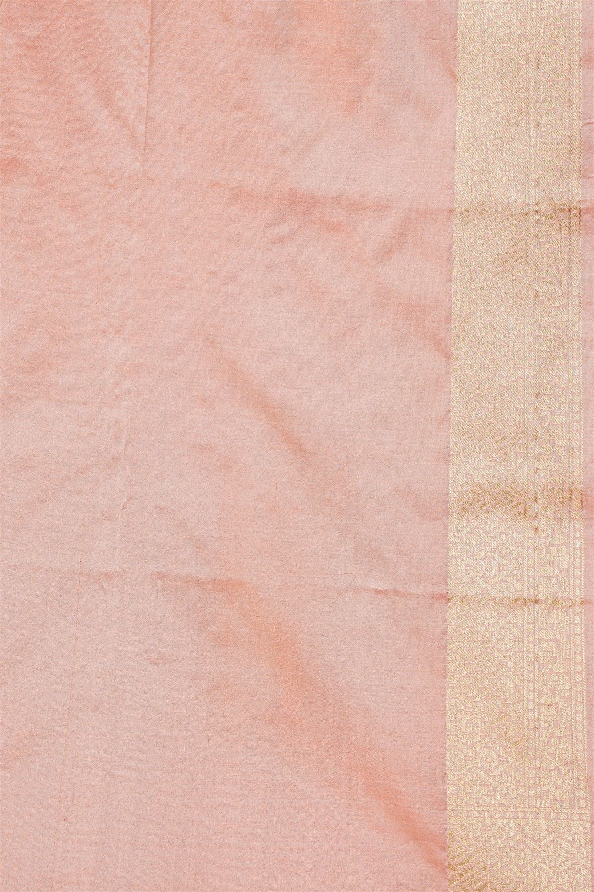 Banarasi Silk Baby Pink Saree With Florals And Leaves Body