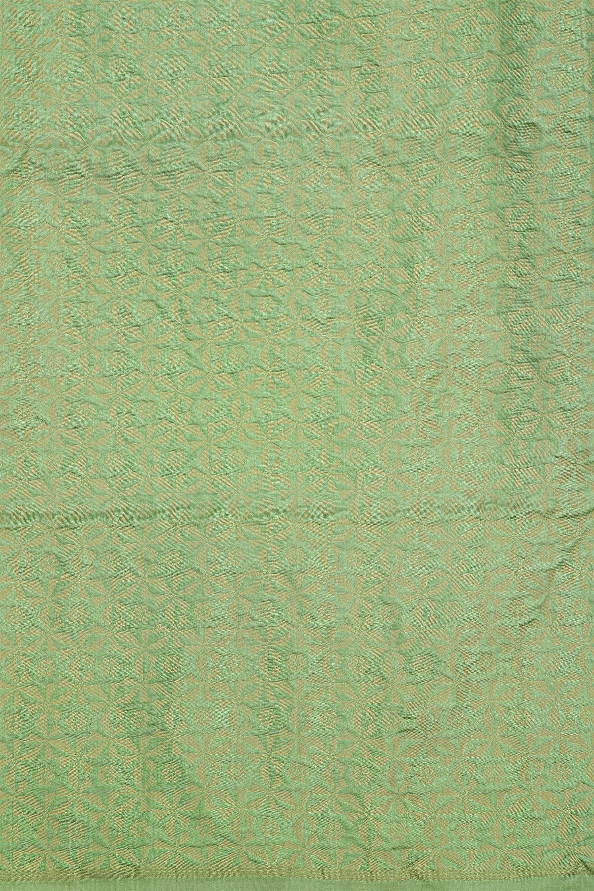 Banarasi Silk Sea Green Saree With Floral Brocade Pallu