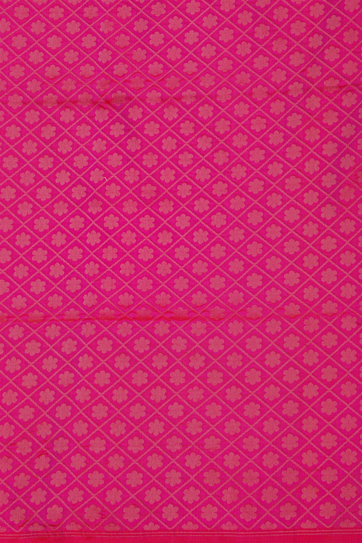 Banarasi Silk Magenta Saree With Floral Jaal In Kaddi Pallu