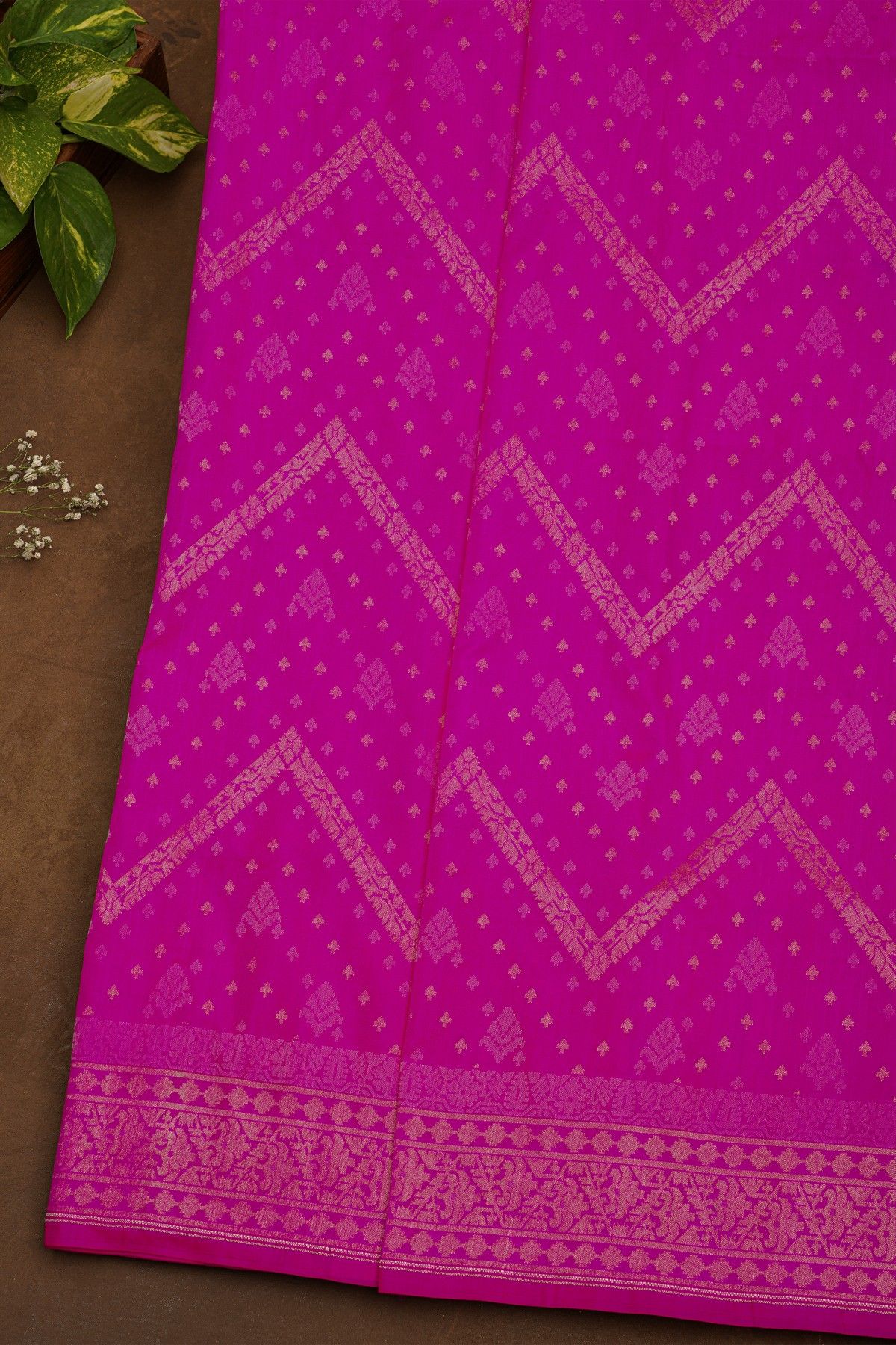 Banarasi Silk Magenta Saree With Floral Brocade Pallu