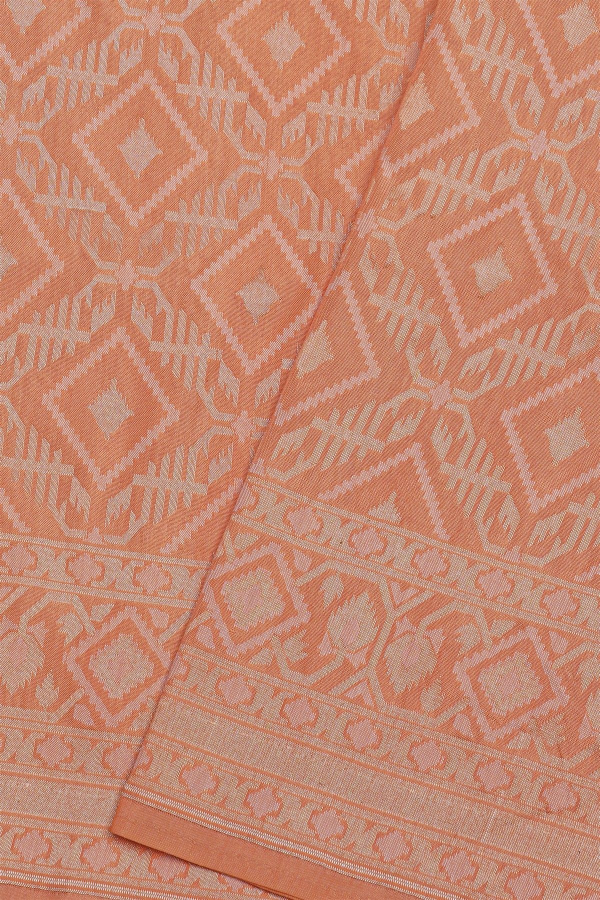 Banarasi Silk Peach Saree With Floral Brocade Palluu