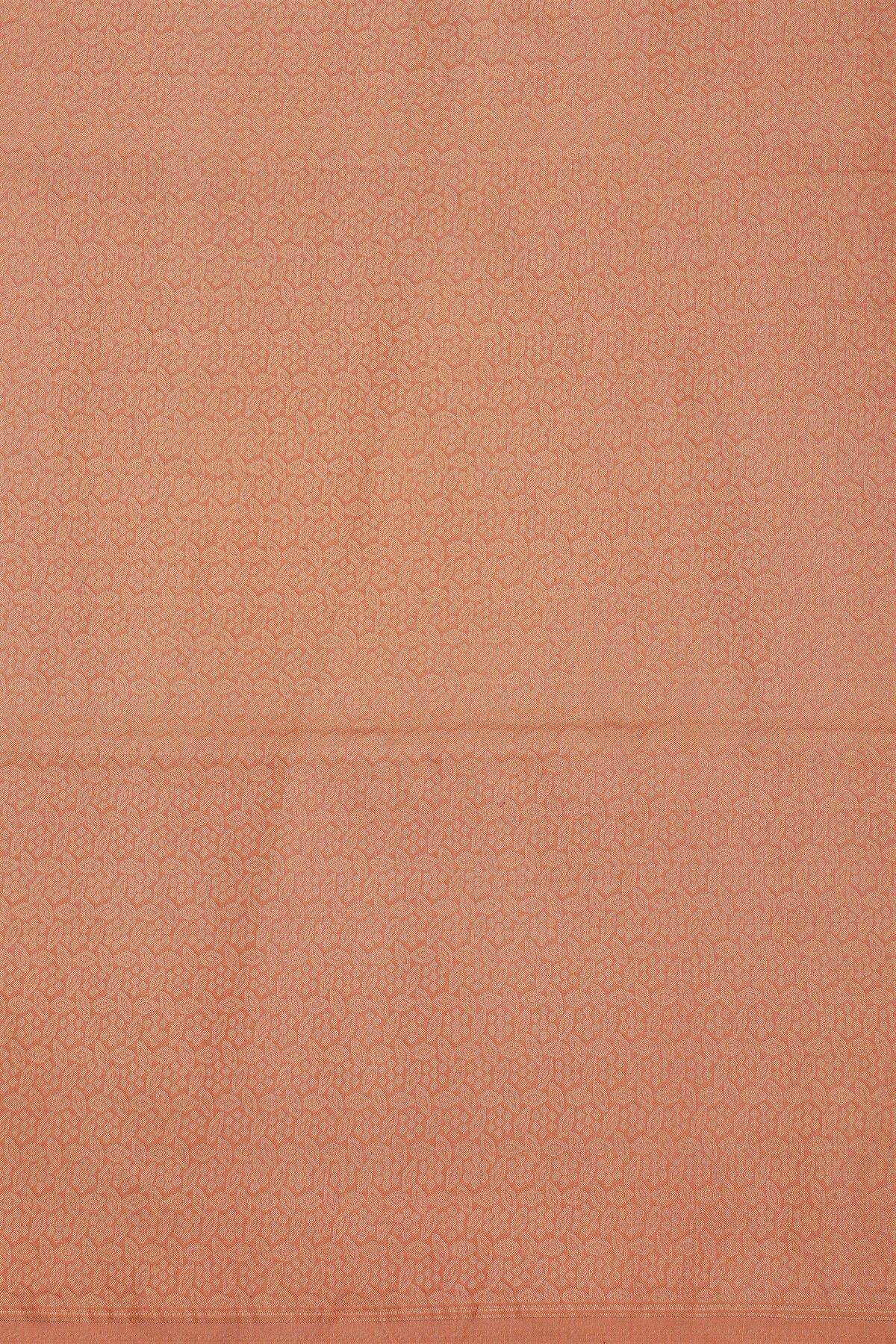 Banarasi Silk Peach Saree With Floral Brocade Palluu