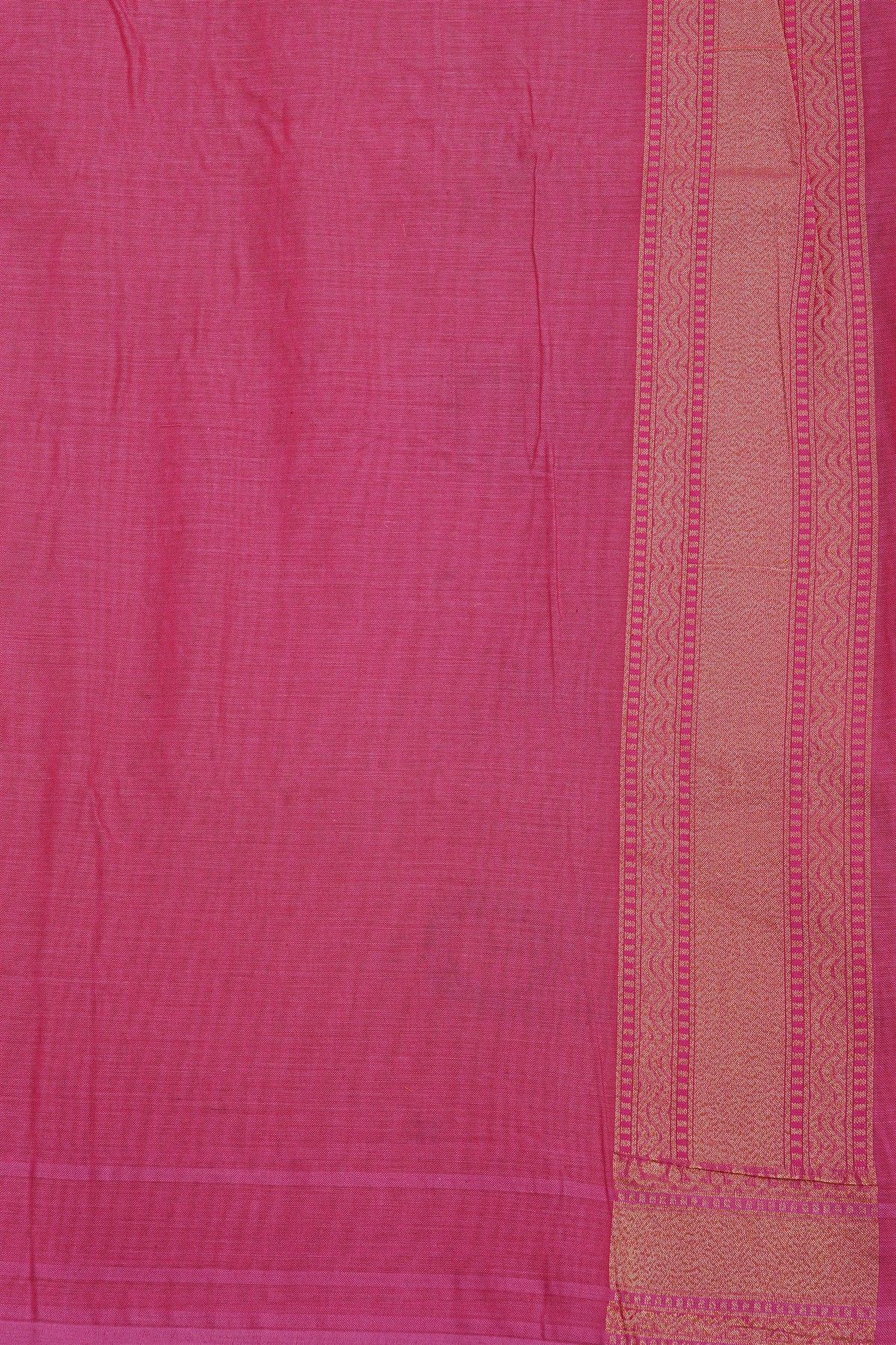 Banarasi Cotton Pink Saree With Kaddi Work border