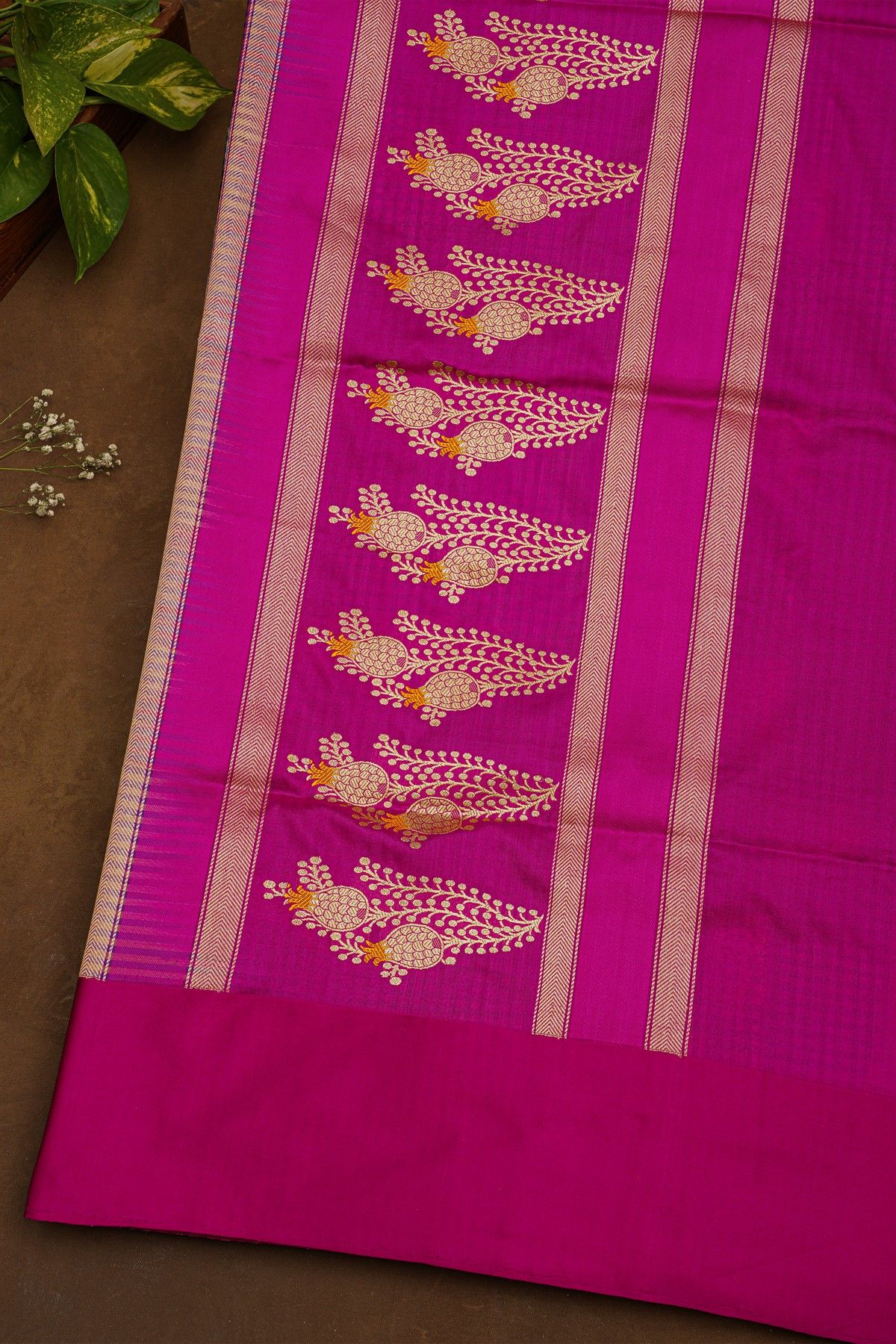 Banarasi Silk Multi-Colour Saree With Checks and Florals In Meenakari