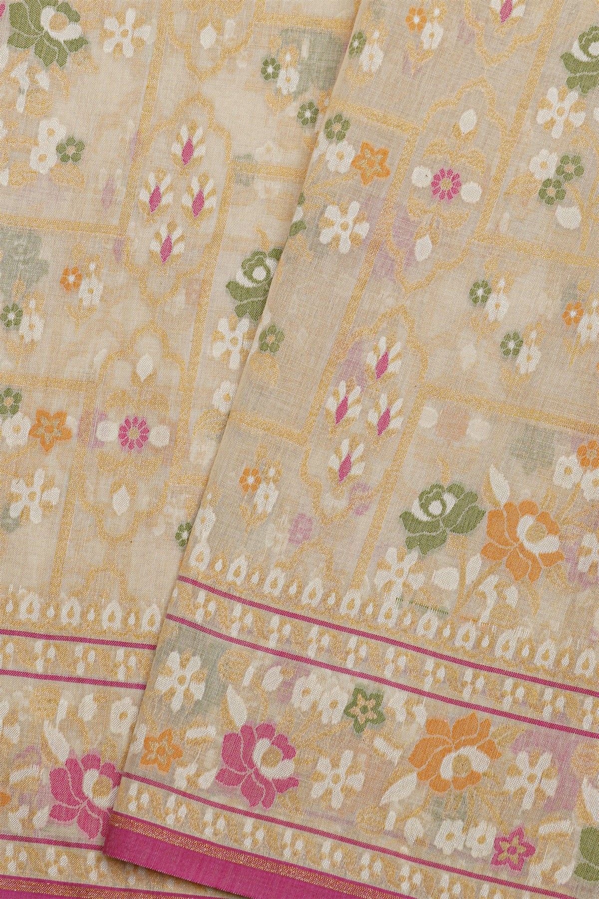 Banarasi Cotton Off White Saree